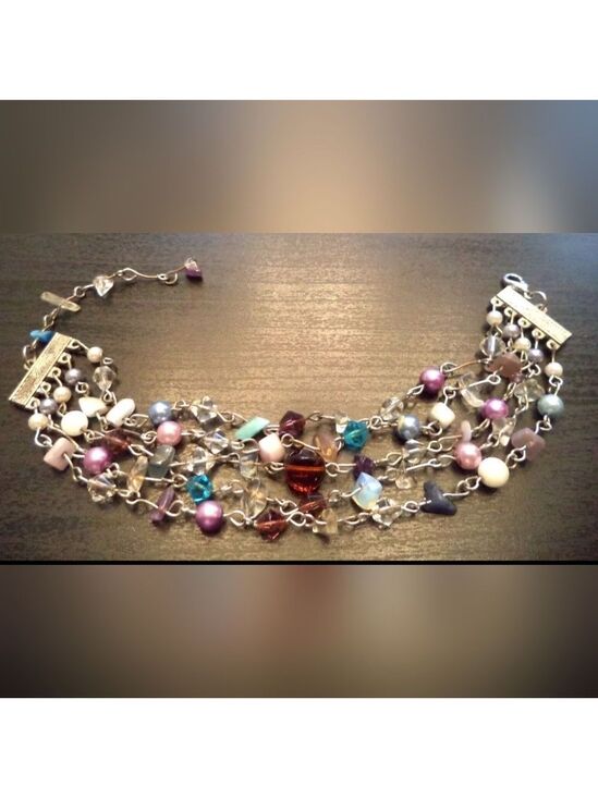 Jewelry - STUNNING VINTAGE ESTATE MULTI STRAND SEMI PRECIOUS STONEs 10" BRACELET